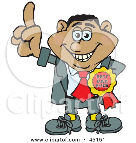 Royalty-free (RF) Clipart Illustration of a Hispanic Man Character Wearing A Best Dad Ever Ribbon by Dennis Holmes Designs