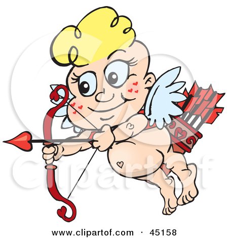 Royalty-free (RF) Clipart Illustration of a Match Making Cupid Shooting Arrows by Dennis Holmes Designs