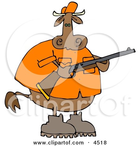 Male Cow Hunter Holding a Hunting Rifle Clipart by djart