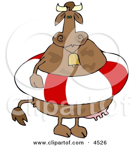 Cow Wearing a Life Preserver and Bell Clipart by djart