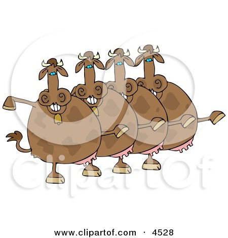 Cow Chorus Dancing Together as a Group Clipart by djart