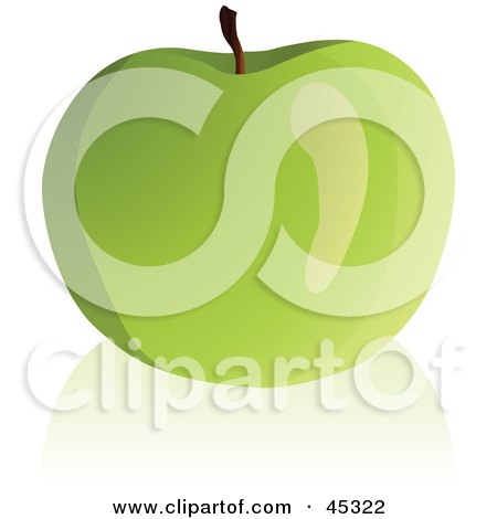 Royalty-free (RF) Clipart Illustration of a Fresh And Shiny Granny Smith Apple by Oligo