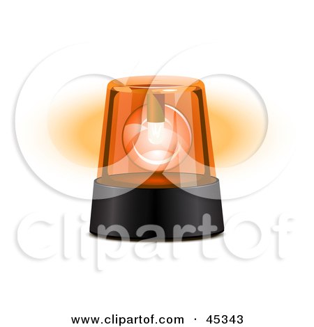 Royalty-free (RF) Clipart Illustration of a Flashing Orange Siren On A Black Base by Oligo