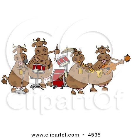 Female Cows Playing in a Music Band Clipart by djart
