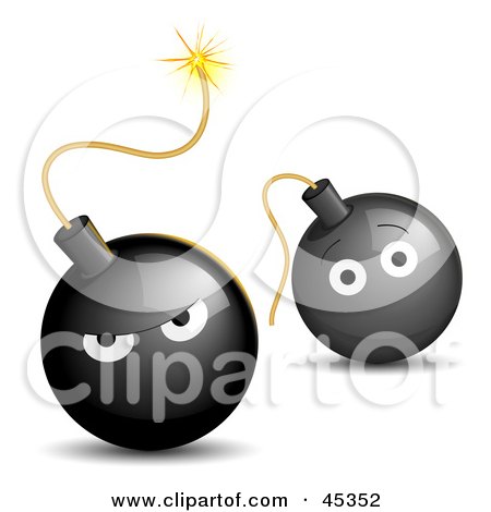 Royalty-free (RF) Clipart Illustration of Happy And Angry Bombs by Oligo