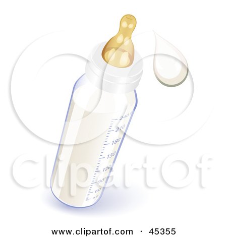 Royalty-free (RF) Clipart Illustration of a Drop Of Formula Squirting From The Nipple Of A Baby Bottle by Oligo