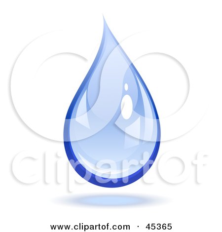 Royalty-free (RF) Clipart Illustration of a Reflective Blue Dropping Water Drop by Oligo