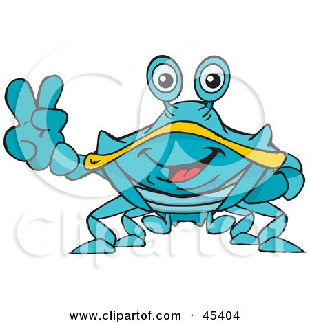Royalty-free (RF) Clipart Illustration of a Peaceful Crab Gesturing The Peace Sign by Dennis Holmes Designs