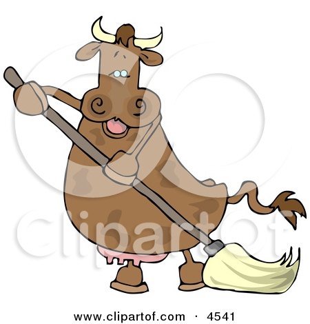 Happy Human-like Cow the Mopping Floor Clipart by djart