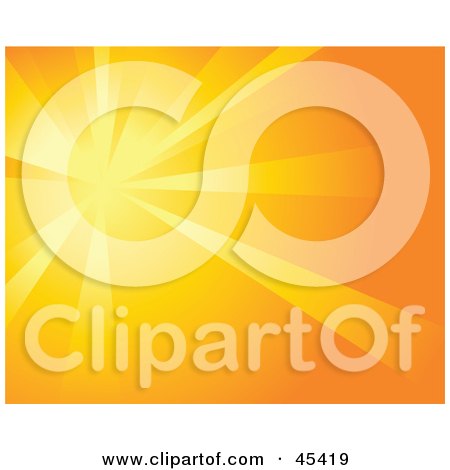 Royalty-Free (RF) Clipart Illustration of a Burst Of Orange Light On An Orange Background by TA Images