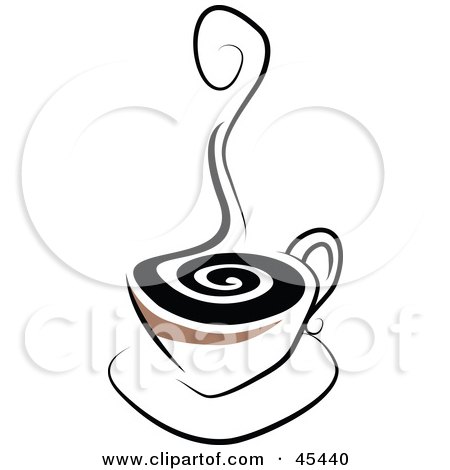 Royalty-Free (RF) Clipart Illustration of a Rising Curl Of Steam Rising From A Cup Of Hot Coffee by TA Images