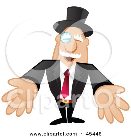 Royalty-Free (RF) Clipart Illustration of a Friendly Senior Wealthy Man Welcoming The Viewer With Open Arms by TA Images