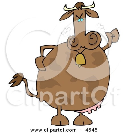 Mad Cow Wearing a Bell Clipart by djart