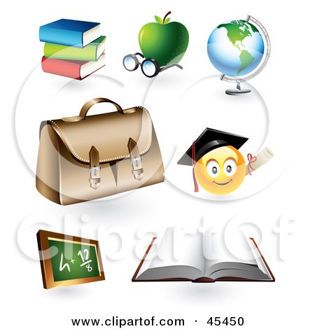 Royalty-Free (RF) Clipart Illustration of a Digital Collage of Educational Icons by TA Images