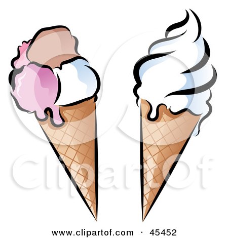 Royalty-Free (RF) Clipart Illustration of a Digital Collage Of Cosmopolitan And Vanilla Waffle Ice Cream Cones by TA Images