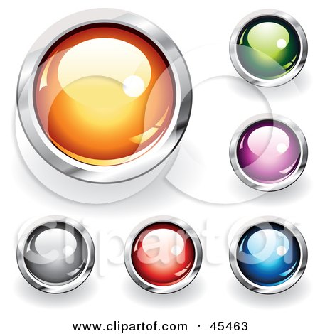 Royalty-Free (RF) Clipart Illustration of a Digital Collage of Reflective Round Web Buttons by TA Images