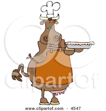 Cow Baker Holding a Freshly Baked Pie Clipart by djart