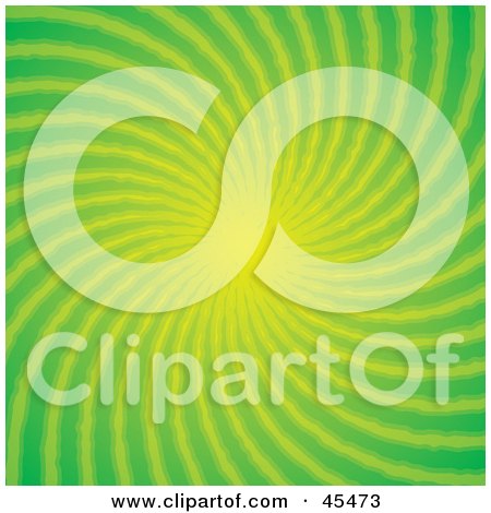 Royalty-Free (RF) Clipart Illustration of a Spiraling Green And Yellow Vortex Or Burst Background by John Schwegel
