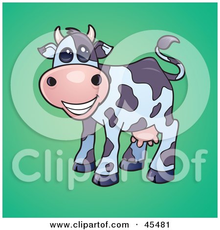 Royalty-Free (RF) Clipart Illustration of a Smiling Dairy Cow With Pink Udders by John Schwegel