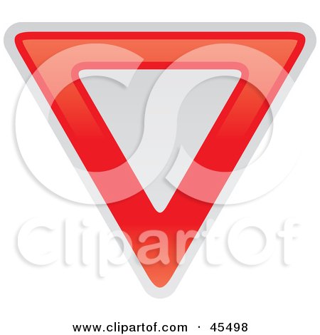 Royalty-free (RF) Clipart Illustration of a Blank Red And White Yield Sign by John Schwegel