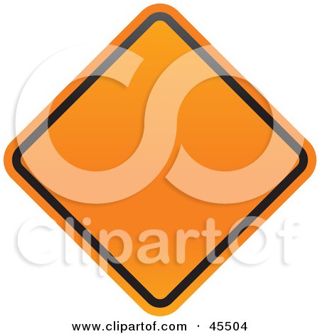 Royalty-free (RF) Clipart Illustration of a Blank Orange Diamond Shaped Construction Zone Sign by John Schwegel