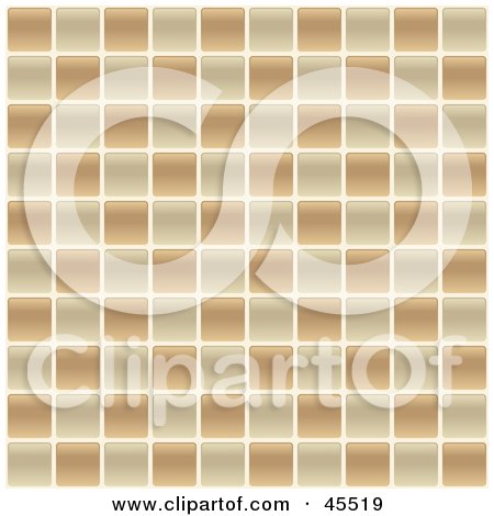 Royalty-free (RF) Clipart Illustration of a Tan And Brown Tile Pattern Background by John Schwegel