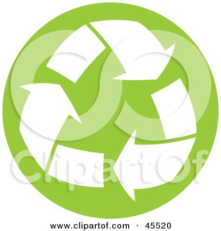 Royalty-free (RF) Clipart Illustration of White Recycle Arrows Over A Light Green Circle by John Schwegel