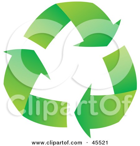 Royalty-free (RF) Clipart Illustration of Solid Green Recycle Arrows by John Schwegel