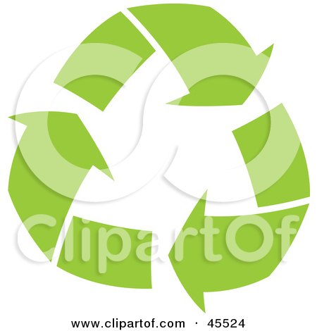 Royalty-free (RF) Clipart Illustration of Solid Light Green Recycle Arrows by John Schwegel