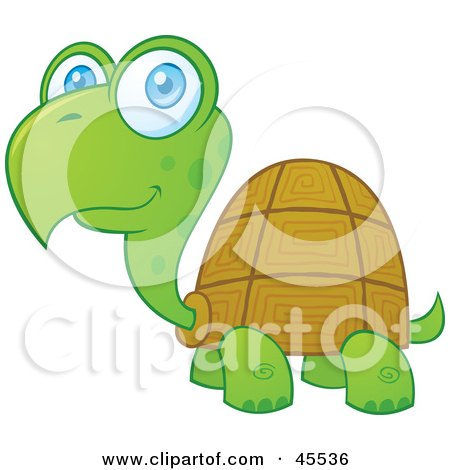 Royalty-free (RF) Clipart Illustration of a Friendly Blue Eyed Turtle Smiling by John Schwegel