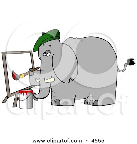 Anthropomorphic Elephant Painter Painting a Picture On Canvas Clipart by djart