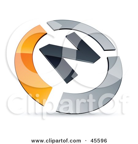 Royalty-free (RF) Clipart Illustration of a Pre-Made Orange And Chrome N Logo by beboy