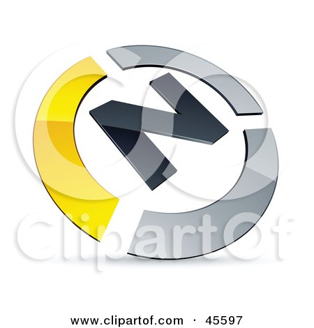 Royalty-free (RF) Clipart Illustration of a Pre-Made Yellow And Chrome N Logo by beboy