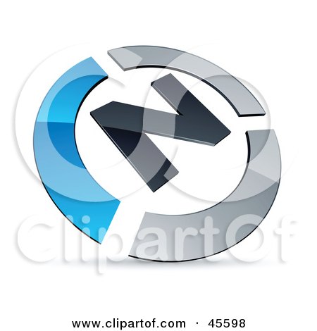 Royalty-free (RF) Clipart Illustration of a Pre-Made Blue And Chrome N Logo by beboy
