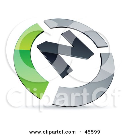 Royalty-free (RF) Clipart Illustration of a Pre-Made Green And Chrome N Logo by beboy