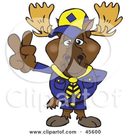 Royalty-free (RF) Clipart Illustration of a Peaceful Scout Moose Smiling And Gesturing The Peace Sign by Dennis Holmes Designs