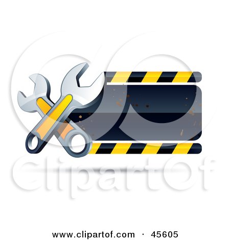 Clipart Illustration of a Blank Construction Sign With Two Wrenches by beboy