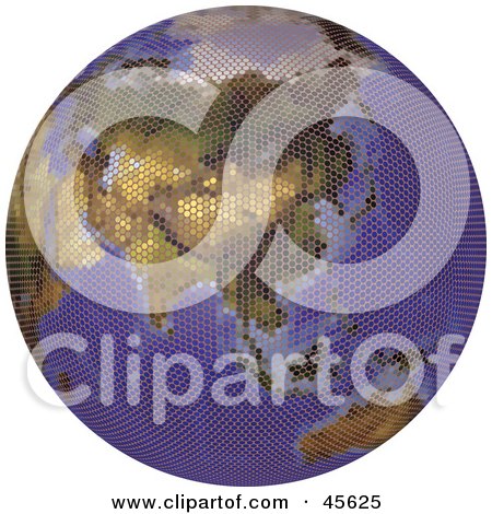 Royalty-free (RF) Clipart Illustration of a Textured Globe Featuring Asia by Michael Schmeling