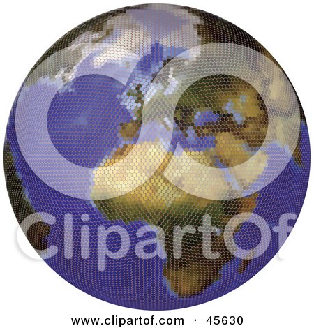Royalty-free (RF) Clipart Illustration of a Textured Globe Featuring Europe by Michael Schmeling