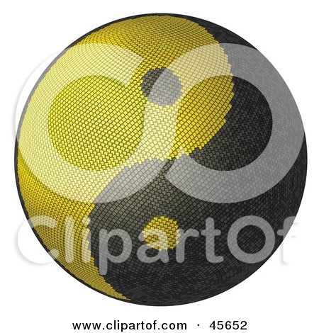 Royalty-free (RF) Clipart Illustration of a 3d Textured Yellow And Blank Yin Yang Symbol by Michael Schmeling