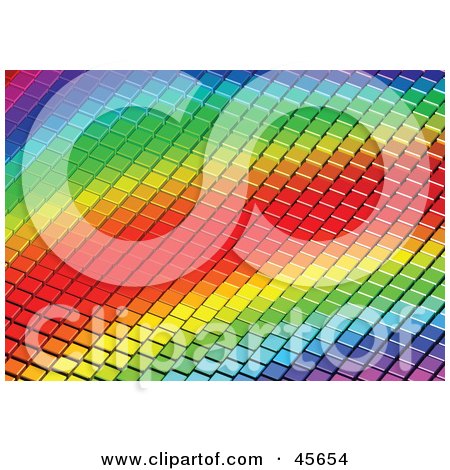 Royalty-free (RF) Clipart Illustration of a Wavy Rainbow Tile Background by Michael Schmeling