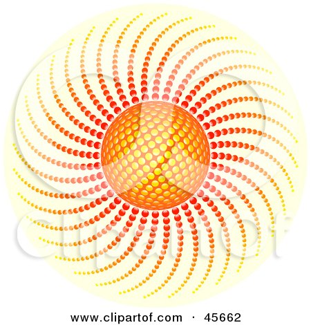 Royalty-free (RF) Clipart Illustration of a 3d Orange Sun With Red And Orange Fiery Rays by Michael Schmeling