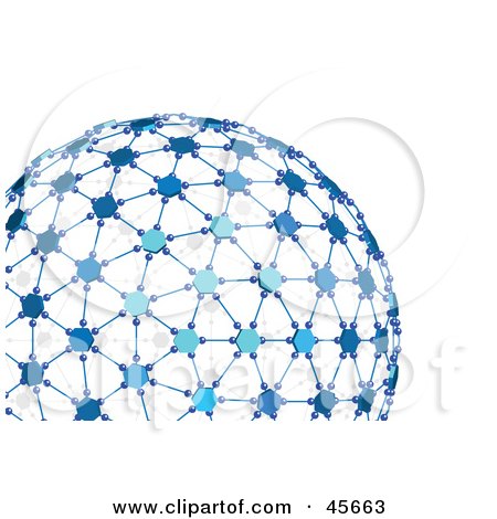 Royalty-free (RF) Clipart Illustration of a 3d Blue Networked Globe by Michael Schmeling