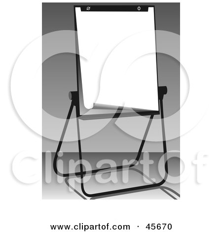 Royalty-free (RF) Clipart Illustration of a Blank Piece Of Paper On An Office Easel by pauloribau
