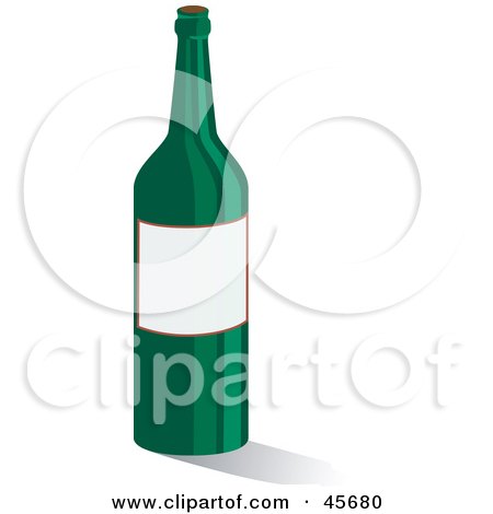 Royalty-free (RF) Clipart Illustration of a Green Wine With A Blank White Label With Space For Text by pauloribau