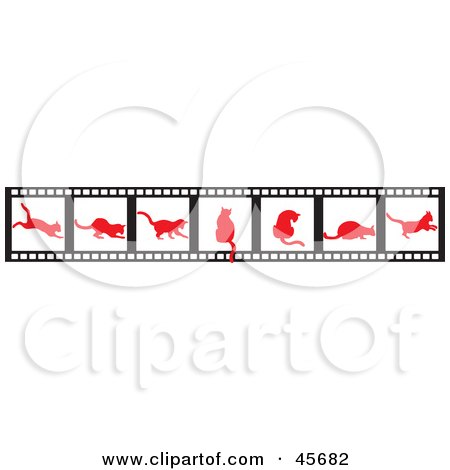 Royalty-free (RF) Clipart Illustration of Slides Of Red Cat Silhouettes by pauloribau