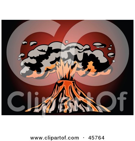 Royalty-free (RF) Clipart Illustration of a Cloud Of Smoke Bursting Out Of A Volcano by r formidable