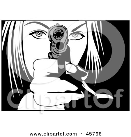 Royalty-free (RF) Clipart Illustration of a Protective Woman Holding A Gun Outwards by r formidable