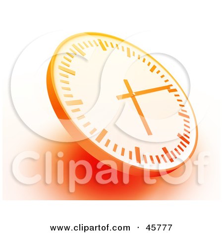 Royalty-free (RF) Clipart Illustration of an Orange Wall Clock With Shading On A White Background by Kheng Guan Toh