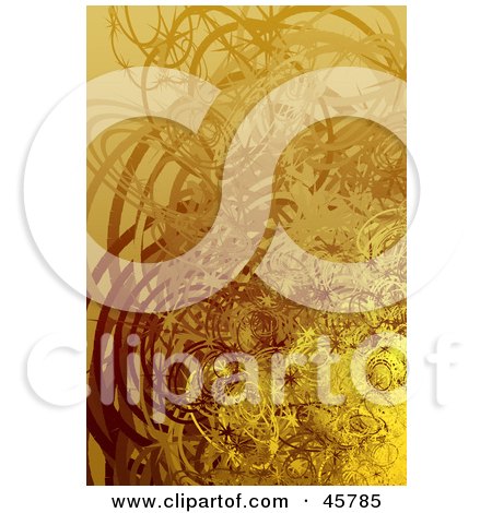 Royalty-free (RF) Clipart Illustration of a Vertical Background Of Brown, Yellow And Orange Swirls, Circles And Plant Tendrils by Kheng Guan Toh